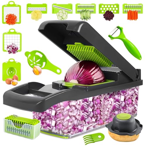 Vegetable Chopper 16 in 1 with Container (Green)