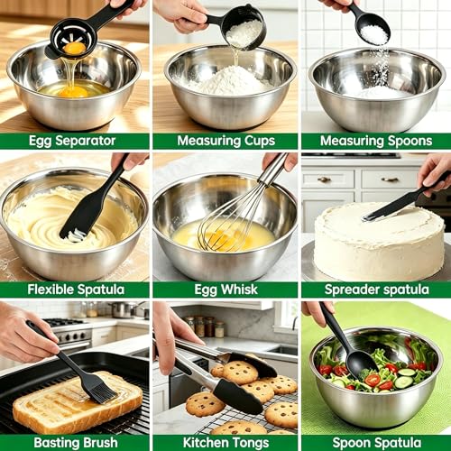 Mixing Bowls with Airtight Lids (Black)