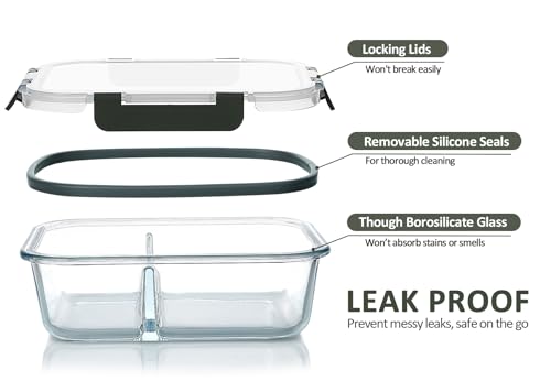 30 Oz Glass Meal Prep Containers with Lids