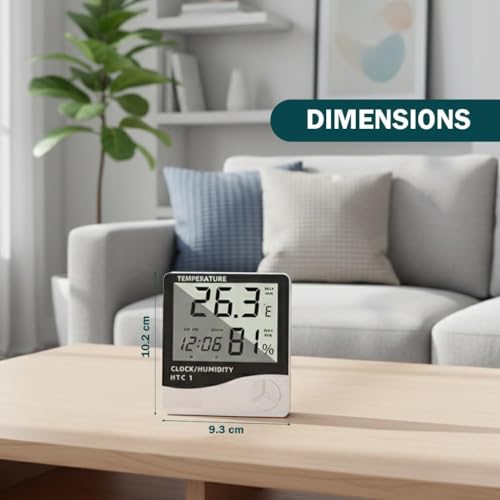 HTC 1 Digital Hygrometer Thermal Meter Humidity Meter with Alarm Clock LCD Display (Htc-1)