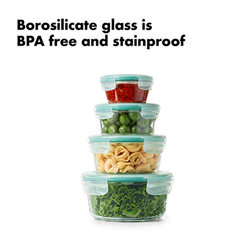 Good Grips 8 Piece Smart Seal Airtight Glass Round Container Set (Teal / 8 Piece Round Glass Set)