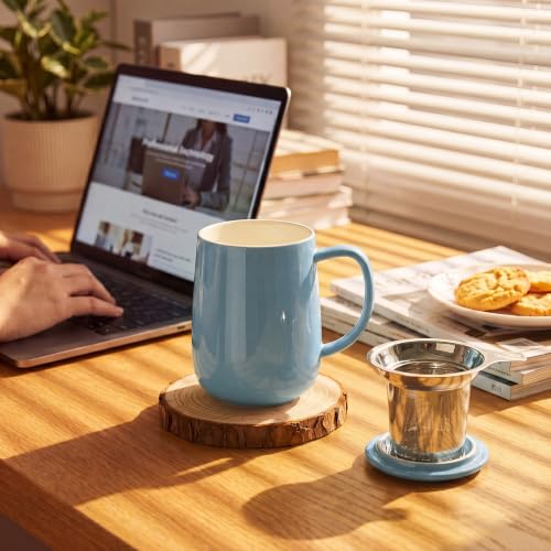 Big Porcelain Tea Mug with Infuser and Lid