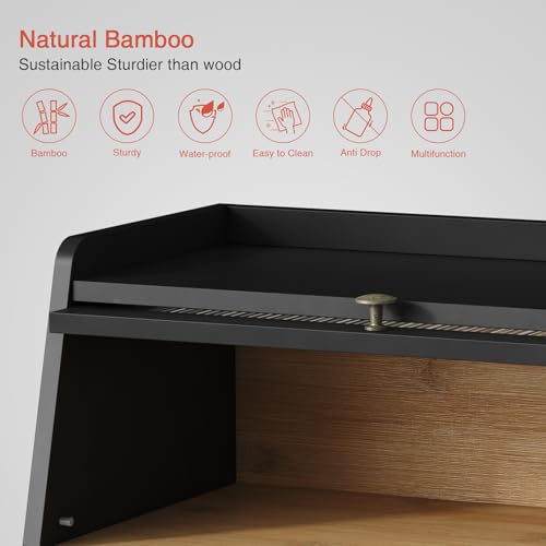 Large Bread Box for Kitchen Countertop (Black)