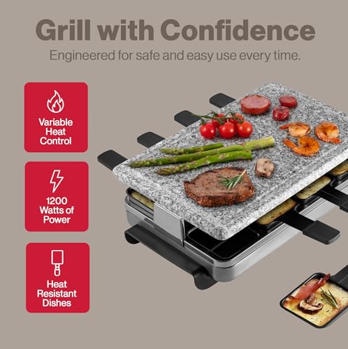 8 Person Classic Raclette with Reversible Cast Iron Grill Plate