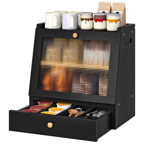 Bread Box Bread Box for Kitchen Countertop (Black)