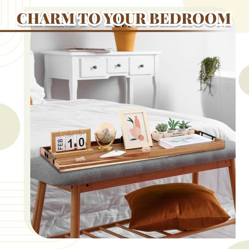 36"x 12" Extra Large Ottoman Tray with Handle Acacia Wooden Charcuterie Board Serving Cheese Boards Tray Oversized Coffee Table Rectangle Supplies for Tea Kitchen Food Beverage Fruit Snack (Wood Color, / 36" x 12" x 1.5" / with Handle)