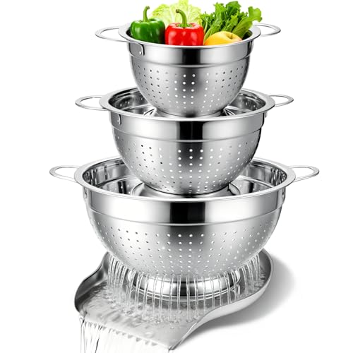 Stainless Steel Colander Set with Self
