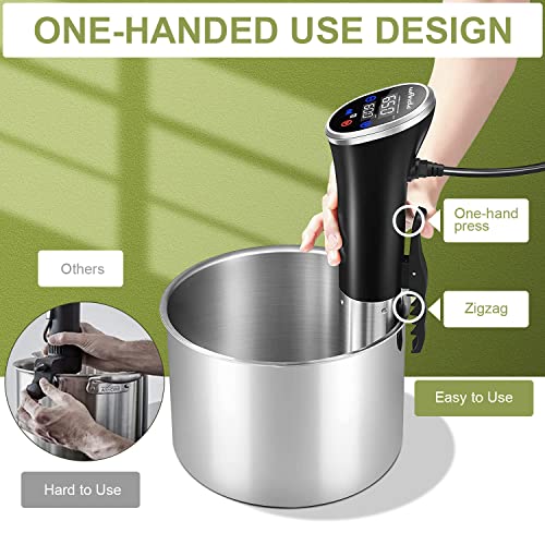 Sous Vide Wancle Sous Vide Cooker 1100W IPX7 Waterproof Thermal Immersion Circulator With Reservation Function (Black)