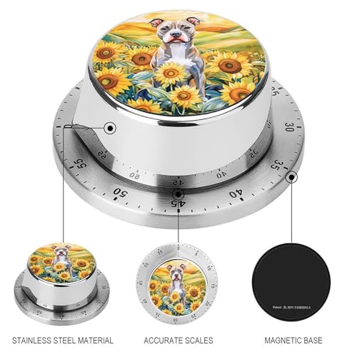 Pit Bull Dog Sunflower Kitchen Timer Mechanical No (Style-5 / One Size)