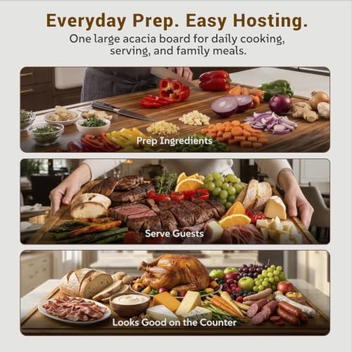 Extra Large Acacia Wood Cutting Board 30 x 20 in (30"L x 20"W)