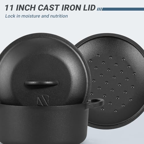 6 QT Basics Cast Iron Dutch Oven Pot with Lid and Dual Handles (6QT)