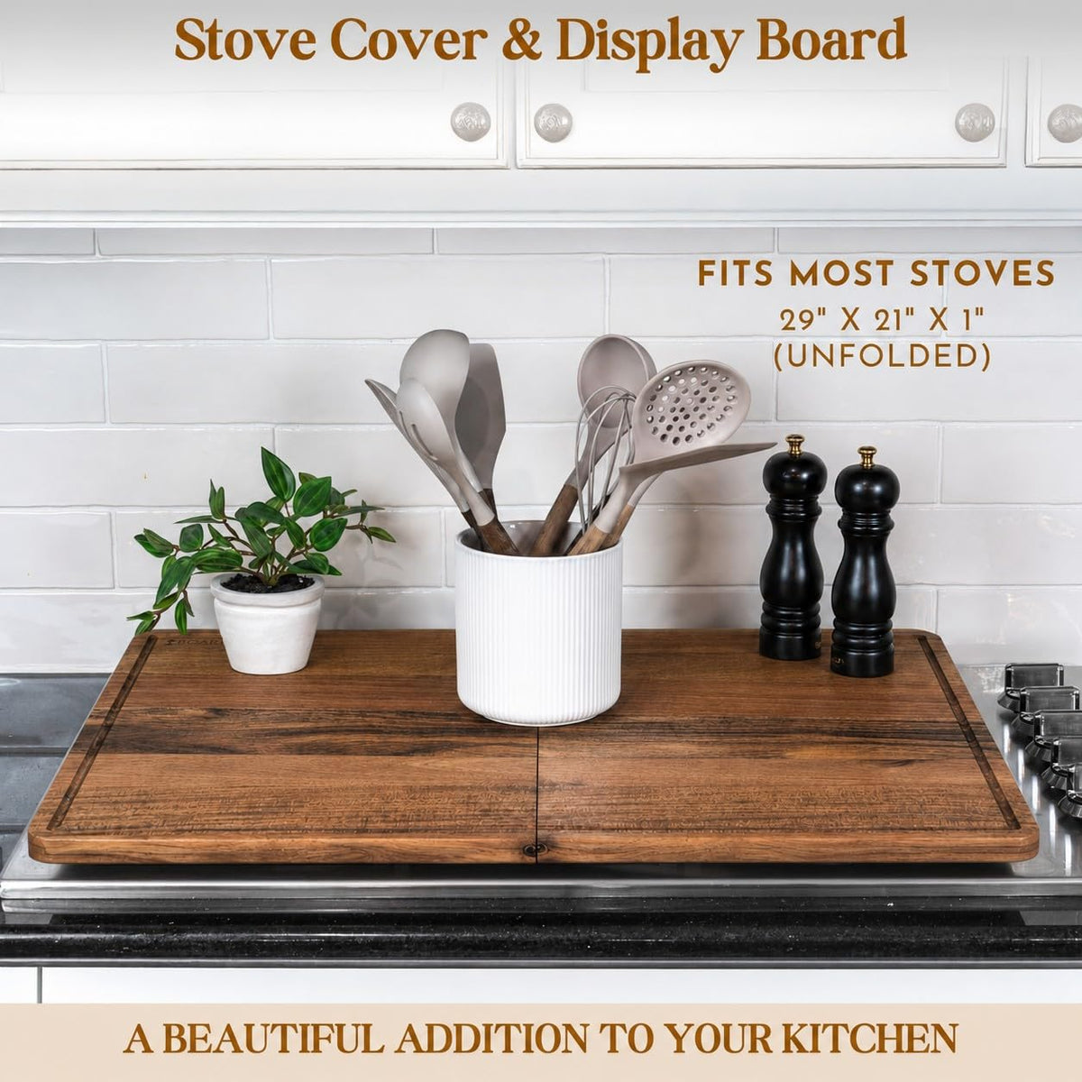 Extra Large Foldable Stovetop Cover Cutting Board (Acacia Wood)