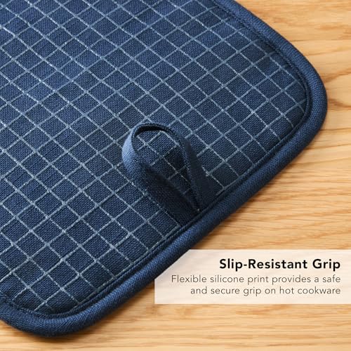 Gourmet Series Gridlines Pot Holders 2 (Ink Blue)