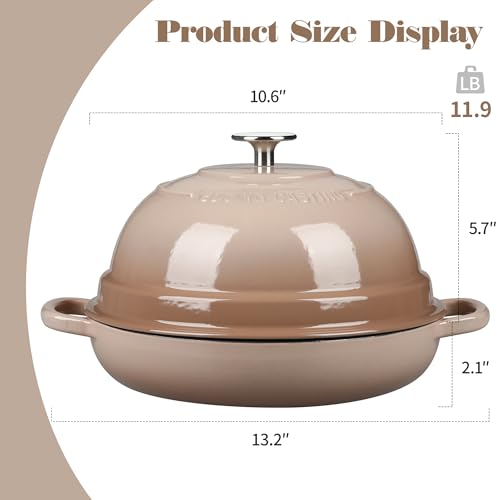 Enameled Cast Iron Dutch Oven Pot with Lid (Mocha)