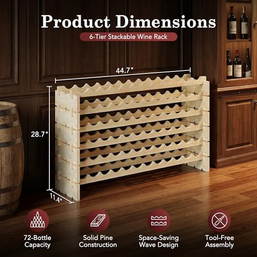 Stackable Modular Wine Rack Stackable Storage Stand Wooden Wine Holder Display Shelves