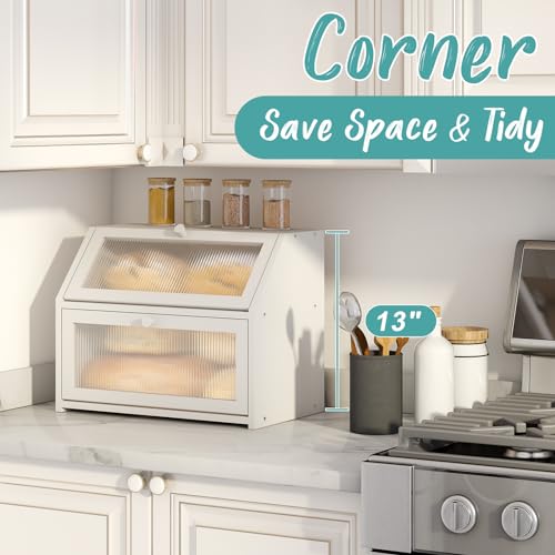 White Bread Box for Kitchen Counter (White / Large)