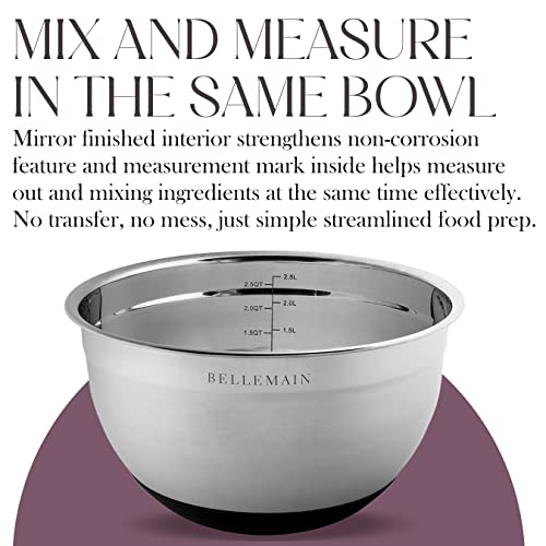 Stainless Steel Mixing Bowls with Airtight Lids Set (Silver/Black / 5 Piece)
