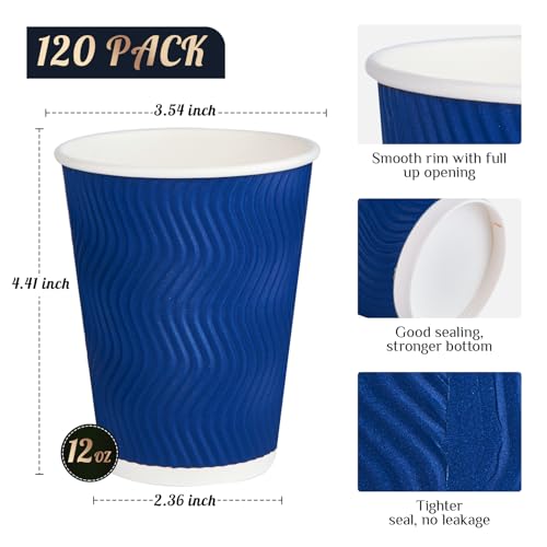Hot Beverage Cups with Insulated Ripple Wall Blue