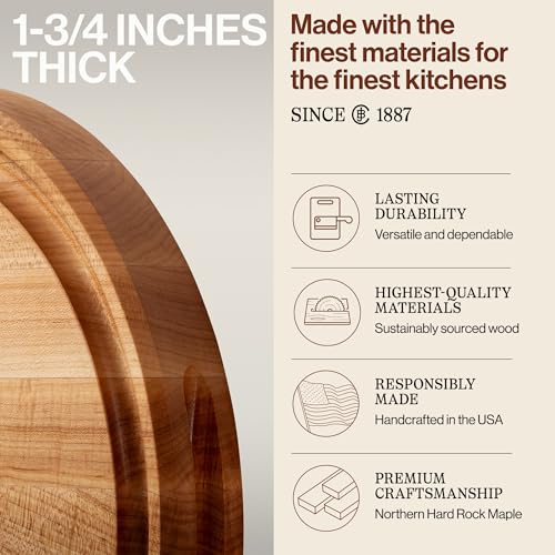 Block CB1051 1M1515175 Maple Wood Round Cutting Board with Juice Groove (Honey Blonde / 15"L x 15"W)