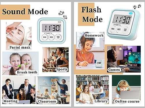 Timer Kitchen Timers for Cooking Classroom Timer for Kids Teachers Magnetic Digital Timers 4 Pack (Blue)
