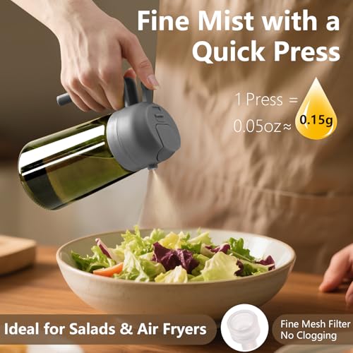 2PCS Olive Oil Dispenser and Oil Sprayer (Black&Grey / 2 Pack)