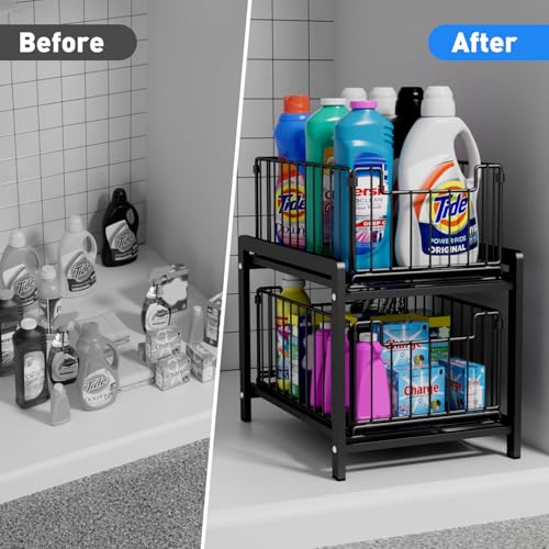 2 Tier Sliding Basket Drawer Organizer