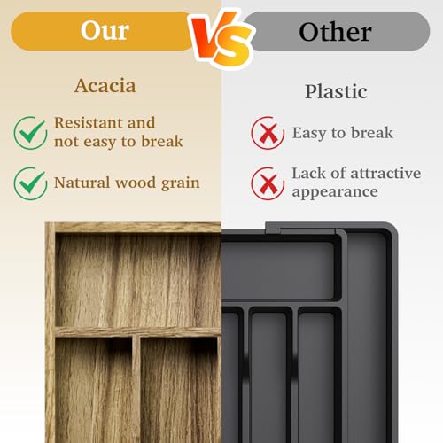 Wooden Kitchen Silverware Drawer Organizer