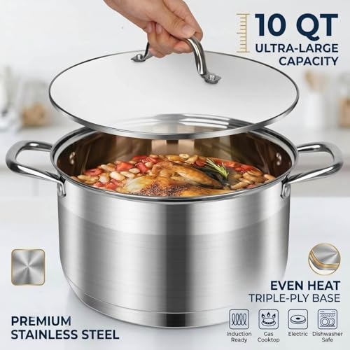 10 Quart Stainless Steel Soup Pot with Lid