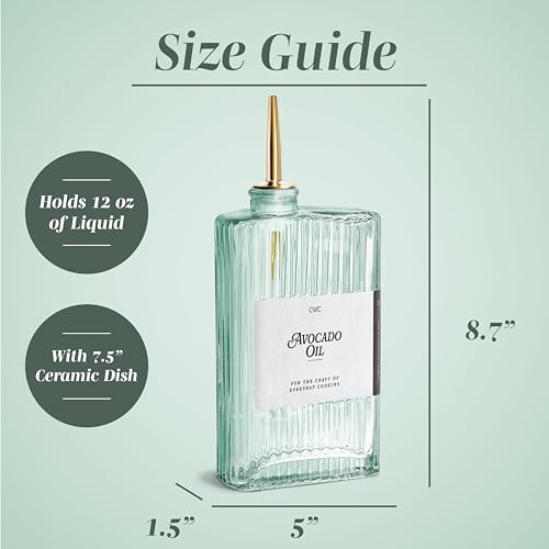 Glass Oil Dispenser Bottle (Sage Textured / 4 Pack)