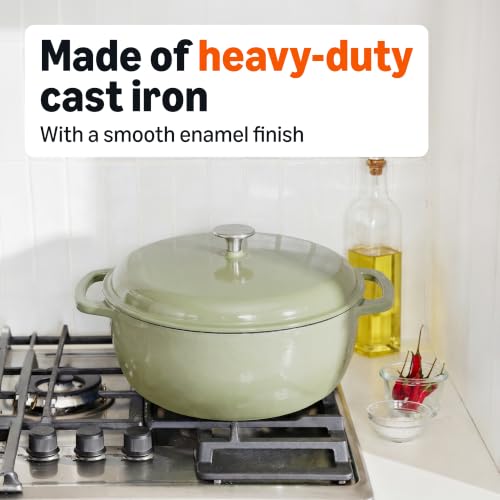 Enameled Cast Iron Dutch Oven Pot With Lid (7.3 Qt / Olive)