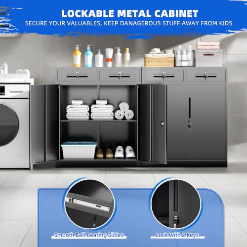 Locking Storage Cabinet with Doors and Shelves