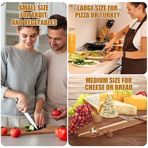 12 Packs Wooden Cutting Board Set with Handles Large Kitchen Serving Plain Chopping Board Bulk Gifts for Mom for Vegetables Meat Pizza Cheese Fruit Bread (16 x 5 Inch)