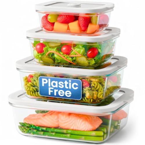 Non Toxic Glass Food Containers with Lids (Gray / Multi Size)