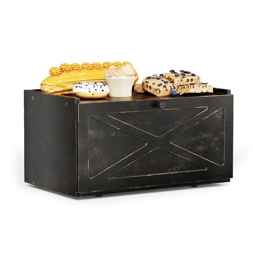 Bamboo Bread Box for Kitchen Counter Farmhouse Bread Storage Container Large Capacity Bread Storage Bin Bread Holder