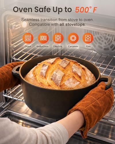6QT Cast Iron Dutch Oven Pot with Lid