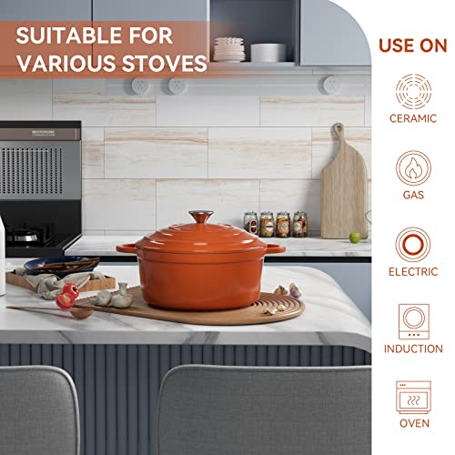4.5 Quart Enameled Dutch Oven Pot with Lid (4.5 QT / Orange)