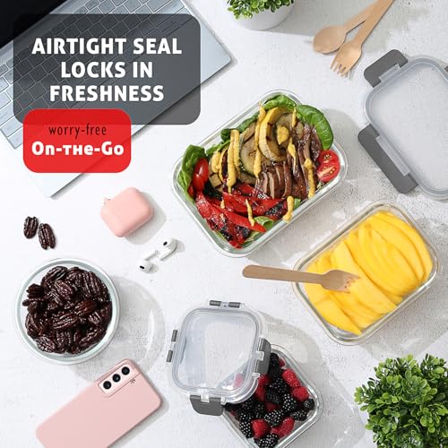 24pc Glass Storage Containers with Lids (Cream / 12 Pack)