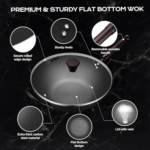 Wok carbon steel paella pan stir