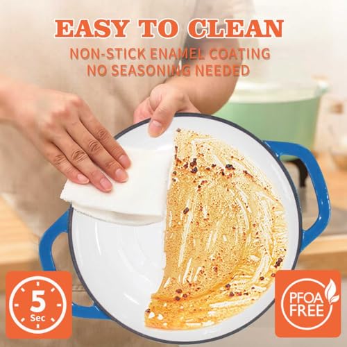 3.8 Quart Enameled Cast Iron Braiser Pan with Lid (Blue / 3.8QT)
