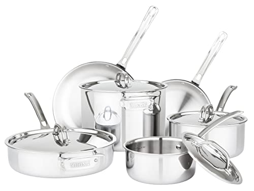 Culinary 3 Ply Stainless Steel Cookware Set with Metal Lids (10 Piece)