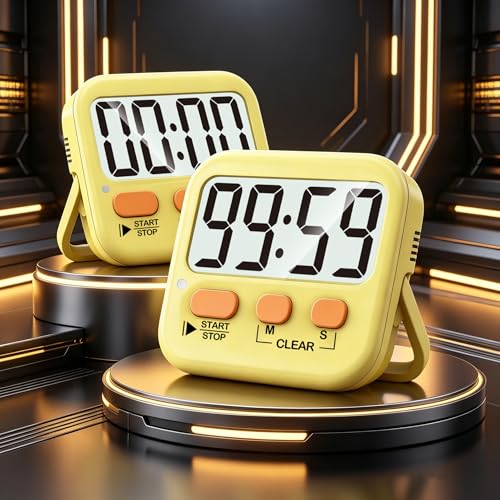 2 Pack Digital Timer for Kids Classroom Kitchen Timers for Cooking (1 * Yellow)
