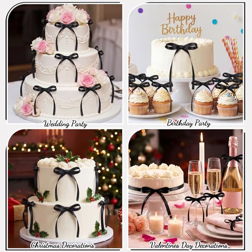Bow Cupcake Toppers Bow Birthday Decorations Coquette Themed Bow Cake Topper for Bridal Wedding