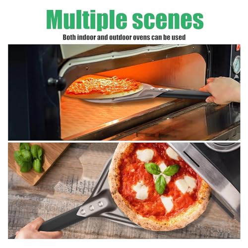 Pizza Turning Peel Round Aluminum Perforated Pizza Peel Turner with Metal Handle Pizza Paddle for Homemade Pizza Oven Accessories