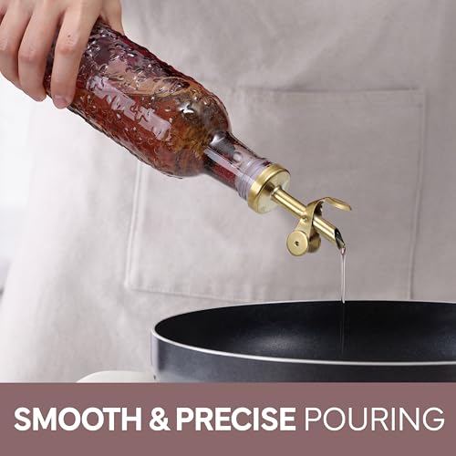 Glass Olive Oil Bottle Dispenser (Floral / Pink)