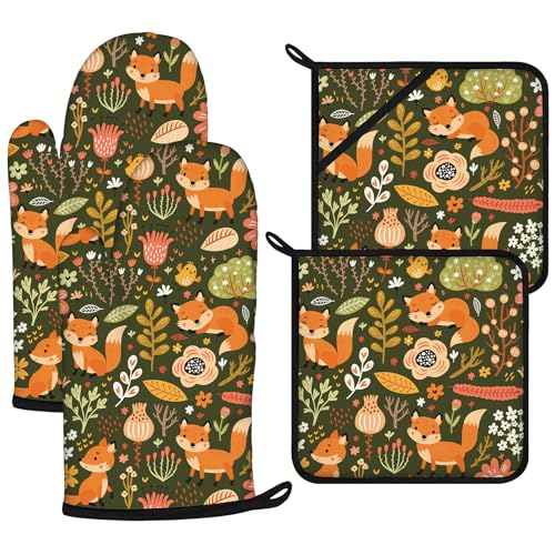 Oven Mitts and Pot Holders Sets 4Pcs