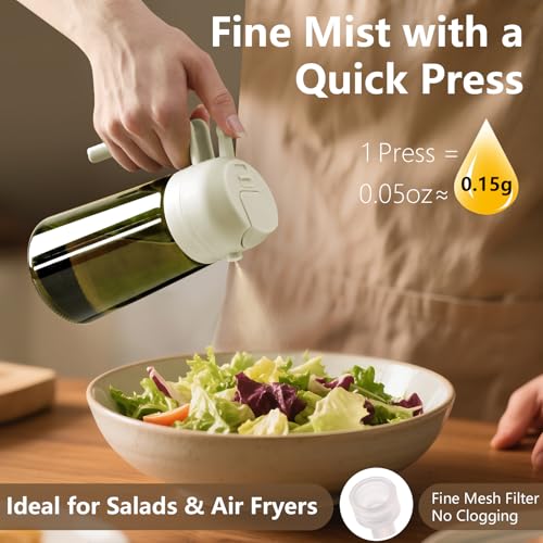 2PCS Olive Oil Dispenser and Oil Sprayer (Black&White / 2 Pack)