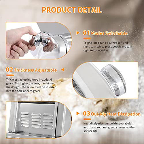 Electric Pasta Maker Machine Automatic Dough Pasta Roller 135W (2 Blades)