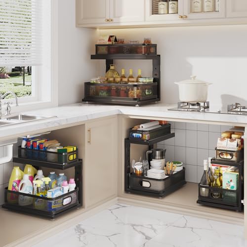 Under Sink Organizer Pull Out Cabinet Organizer Adjustable Height