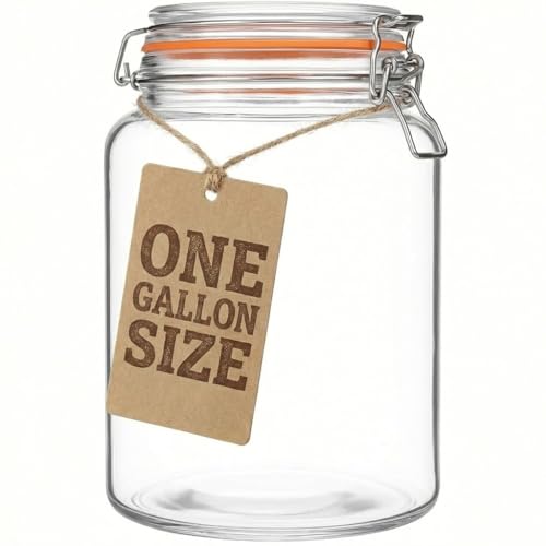 Extra Wide Mouth Gallon Glass Jar with Hinged Lids