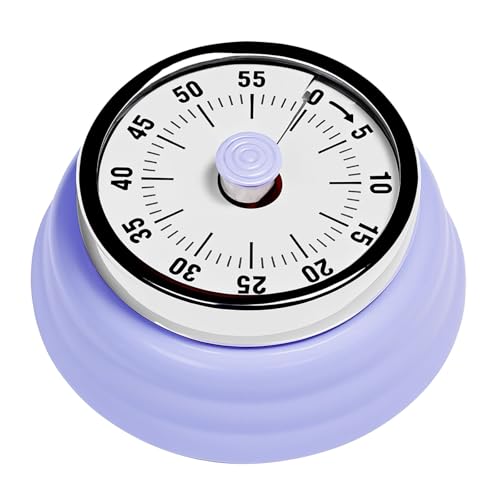 Elegant Stainless Steel Vintage Kitchen Timer with Magnetic Attachment (01-purple)